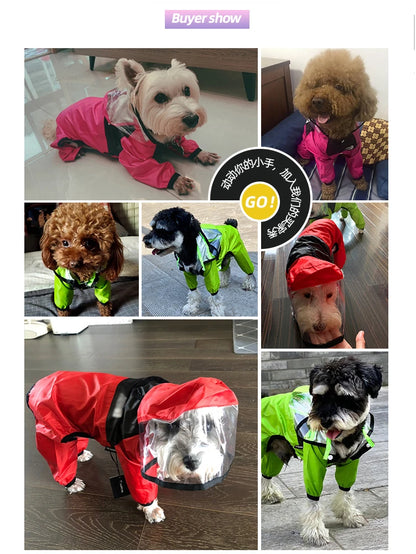 Pet Dog Raincoat The Dog Face Pet Clothes Jumpsuit Waterproof