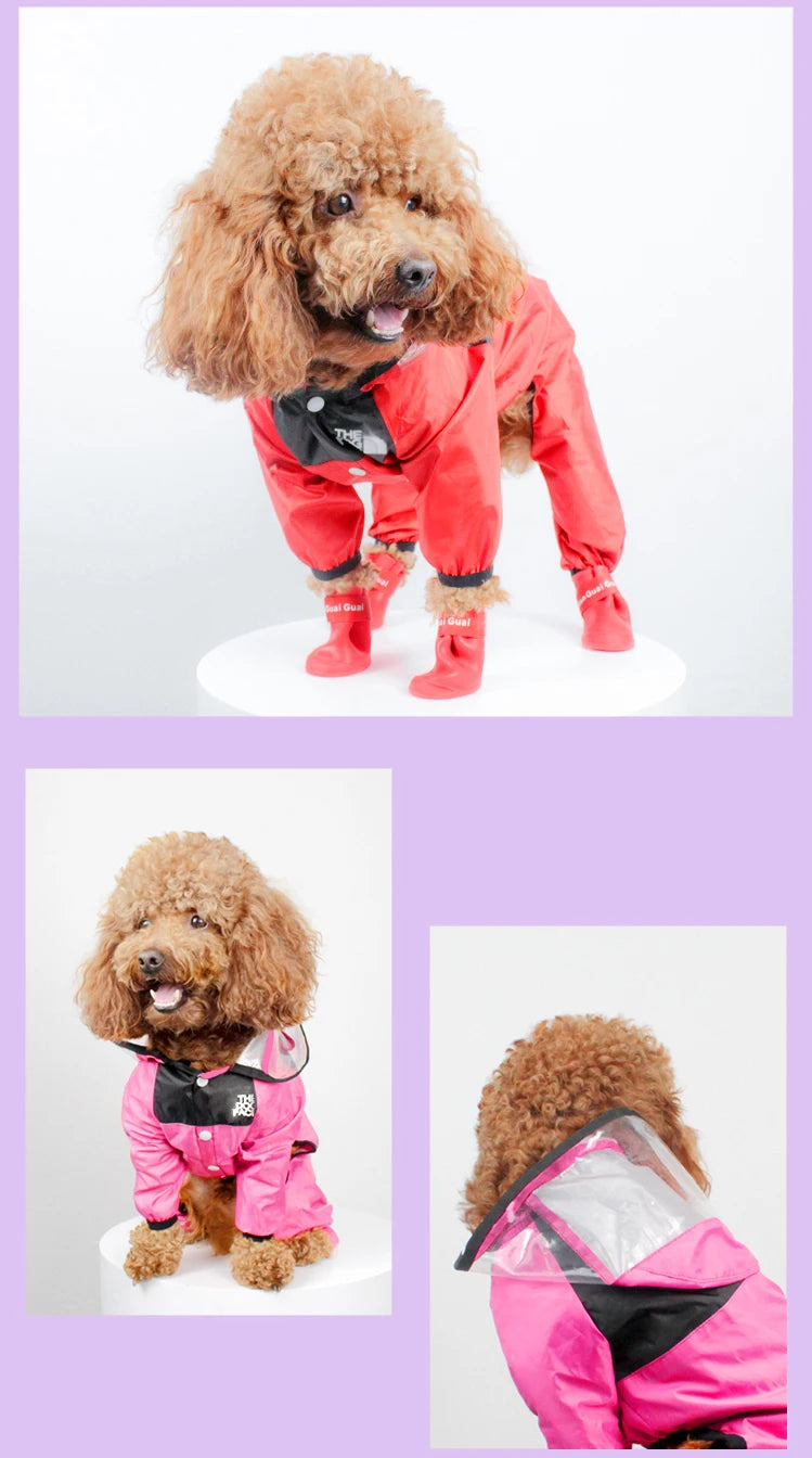 Pet Dog Raincoat The Dog Face Pet Clothes Jumpsuit Waterproof