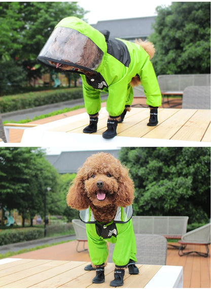 Pet Dog Raincoat The Dog Face Pet Clothes Jumpsuit Waterproof