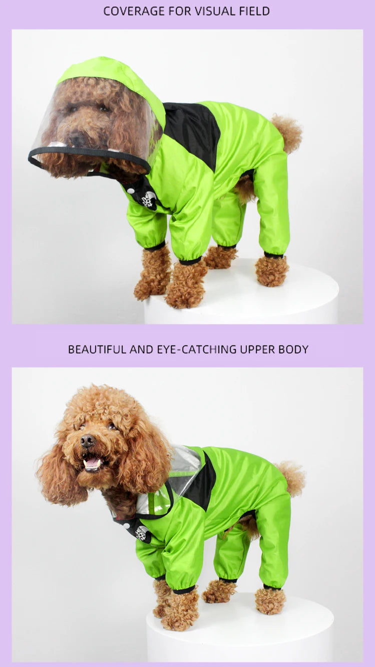 Pet Dog Raincoat The Dog Face Pet Clothes Jumpsuit Waterproof