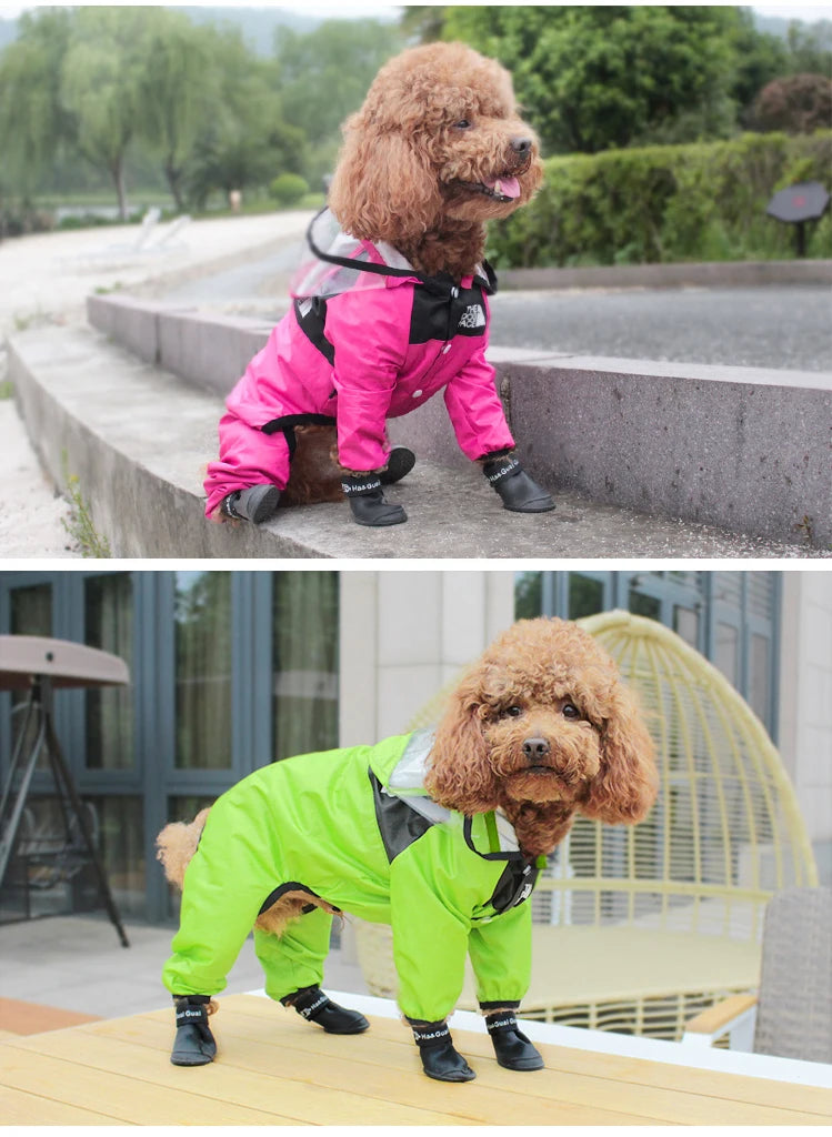 Pet Dog Raincoat The Dog Face Pet Clothes Jumpsuit Waterproof