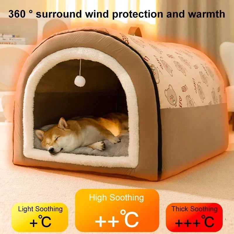 Dog Kennel Warm Dog House Mat Dogs Bed Nest Deep Sleep