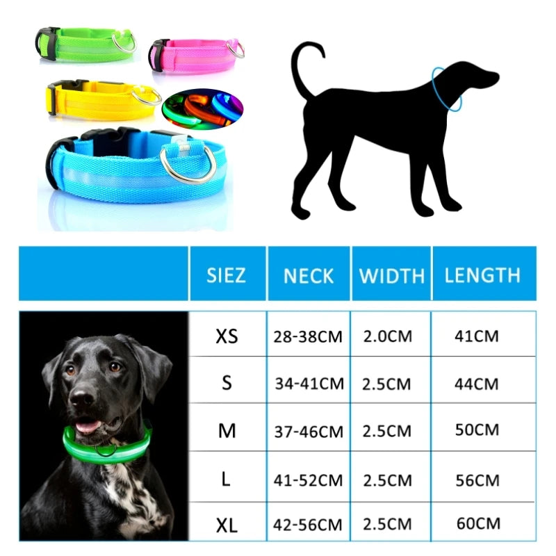 Led Dog Collar Light Anti-lost Collar For Dogs Puppies Night