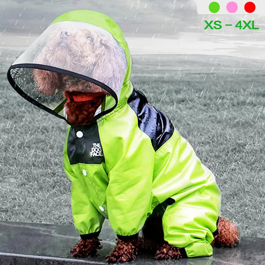 Pet Dog Raincoat The Dog Face Pet Clothes Jumpsuit Waterproof