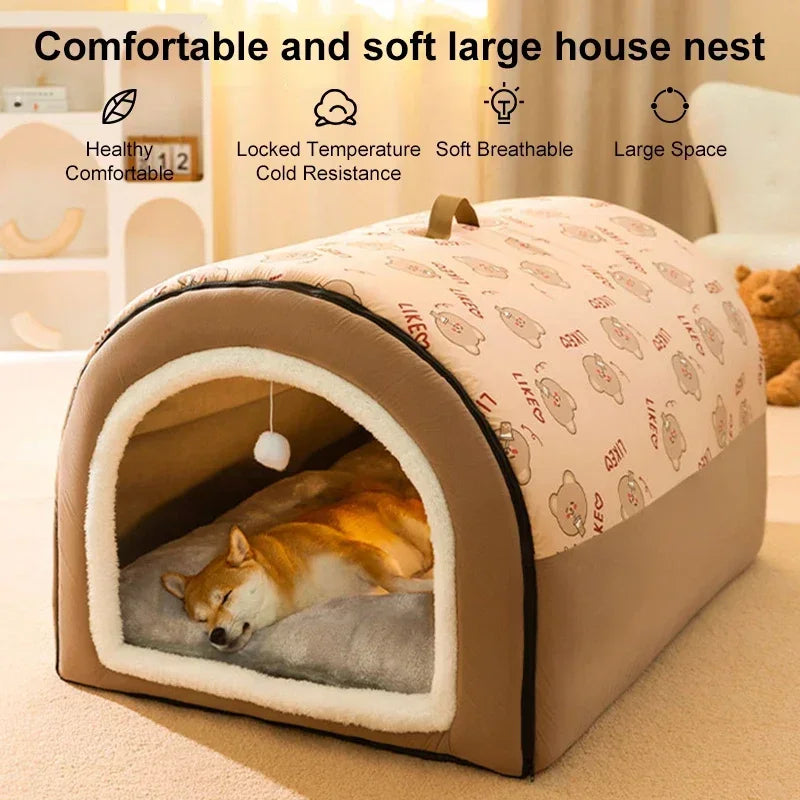 Dog Kennel Warm Dog House Mat Dogs Bed Nest Deep Sleep