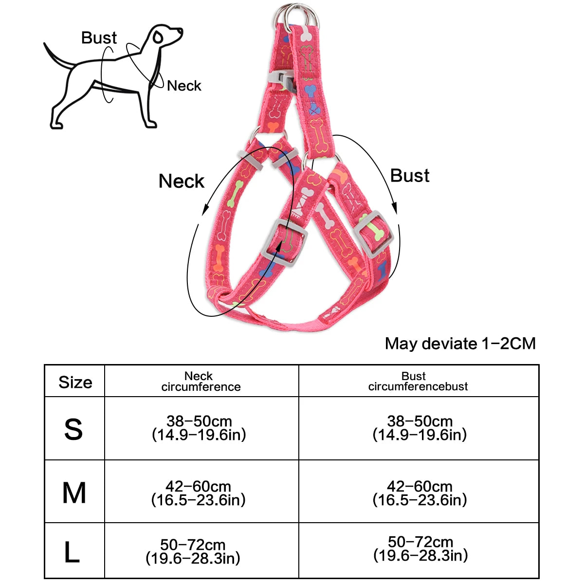 A colorful bone tripod pet dog harness for indoor and outdoor