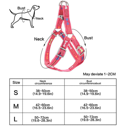 A colorful bone tripod pet dog harness for indoor and outdoor