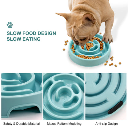 Pet Dog Slow Feeder Bowl Fun Non Slip Anti-Gulping Slower