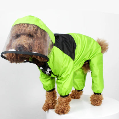 Pet Dog Raincoat The Dog Face Pet Clothes Jumpsuit Waterproof