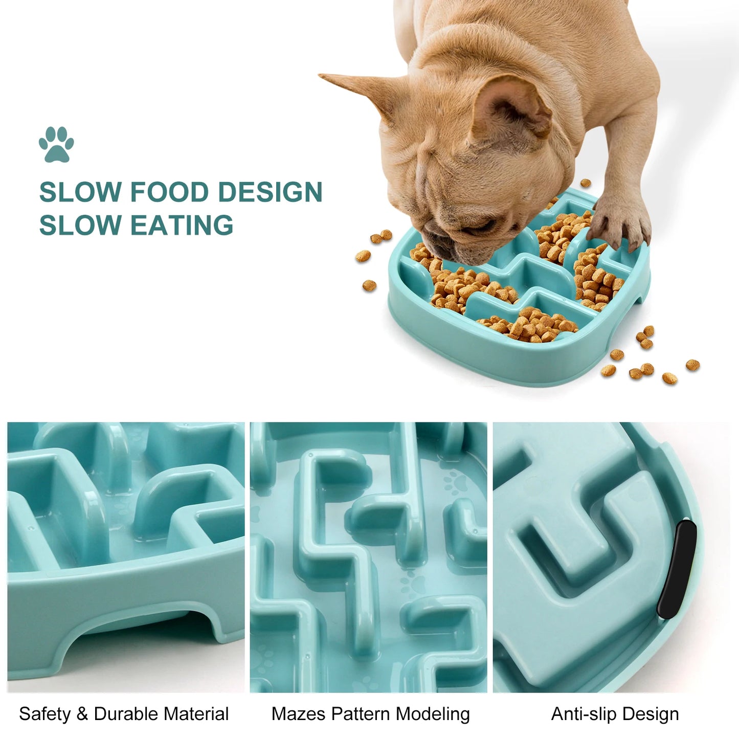 Pet Dog Slow Feeder Bowl Fun Non Slip Anti-Gulping Slower