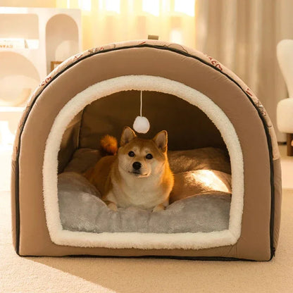 Dog Kennel Warm Dog House Mat Dogs Bed Nest Deep Sleep