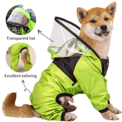 Pet Dog Raincoat The Dog Face Pet Clothes Jumpsuit Waterproof