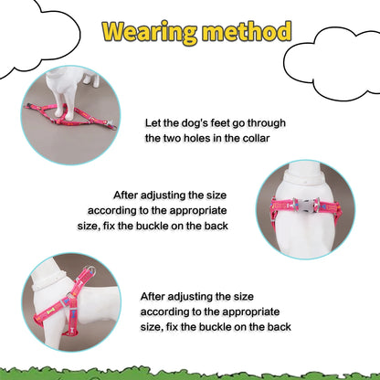 A colorful bone tripod pet dog harness for indoor and outdoor