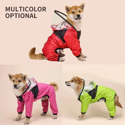 Pet Dog Raincoat The Dog Face Pet Clothes Jumpsuit Waterproof